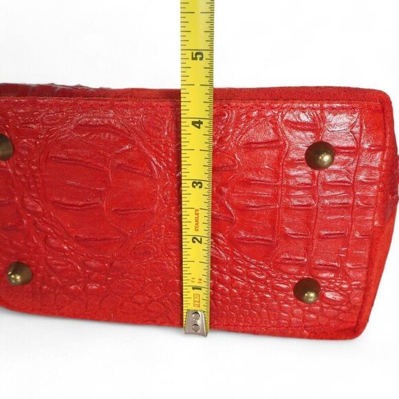 Massimo Castelli Croc Embossed Leather Purse Handbag Red 8.5"x10.5"x4.5" - Picture 13 of 15